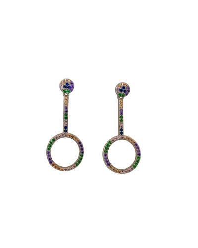 Boucles d'oreilles Cercle zircons multicolores argent 925