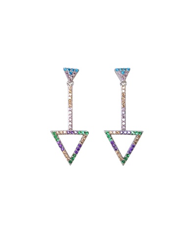 Boucles d'oreilles Triangle zircons multicolores argent 925