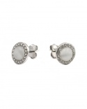 Boucles d'oreilles rondes oeil de chat zirconiums argent 925
