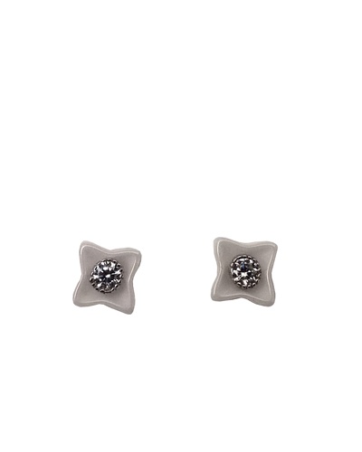 Boucles d'oreilles céramique blanche zircons argent 925 rhodié