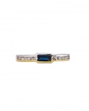 Anillo cuadrado zafiro baguette diamantes 2 oros 750