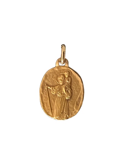 Médaille Saint Christophe 18mm or jaune 750 Augis