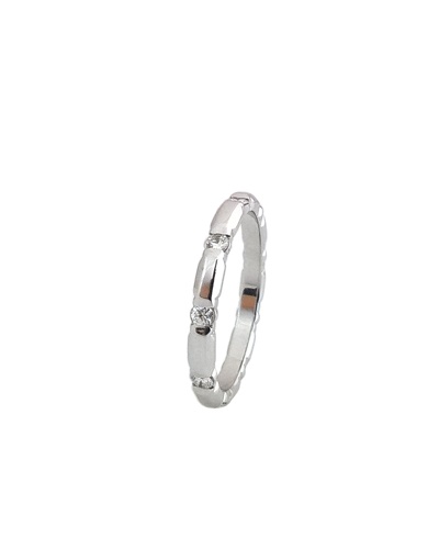 Alliance diamants alternés tour complet or blanc 750 Orest