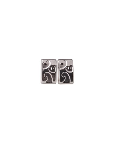 Boucles d'oreilles rectangle or blanc 750