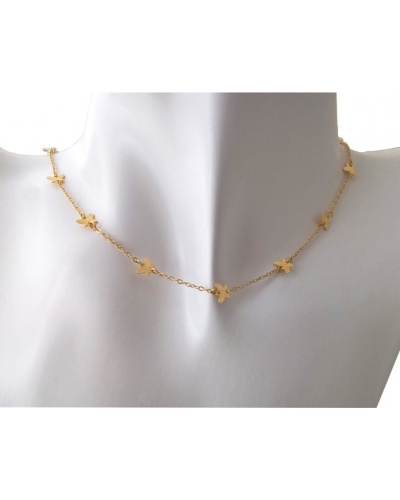 Collier fin papillons or jaune 750