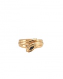 Anillo serpiente enrollada zafiro navette diamantes oro amarillo 750