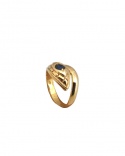 750 Yellow Gold Head Snake Ring with Round Sapphire