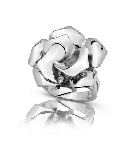 Grande bague Rose moderne argent 925 rhodié