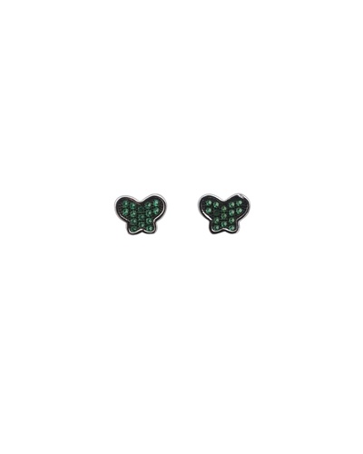 Boucles d'oreilles papillons zirconiums verts argent 925