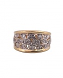 Bague jonc pavé diamants or 750 bicolore