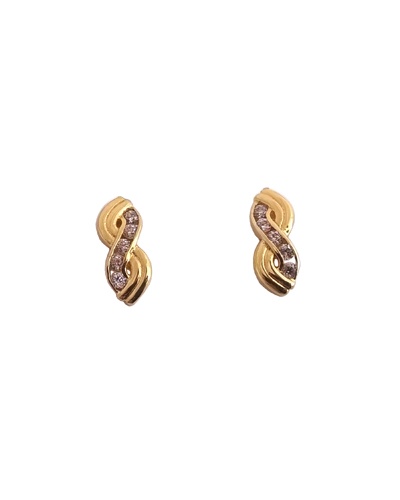 Boucles d'oreilles Infini zirconiums or jaune 750