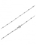 Cadena malla barbada y bolas plata 925 rodiada 45 cm
