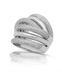 Bague large jonc bombé zirconiums argent 925 rhodié