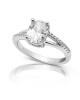 Bague solitaire ovale zirconiums argent 925 rhodié