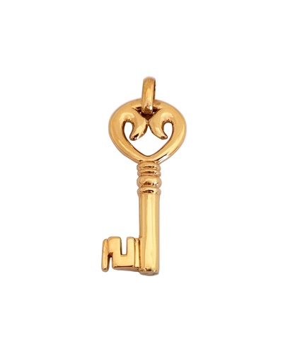 Pendentif grande clé coeur or jaune 750