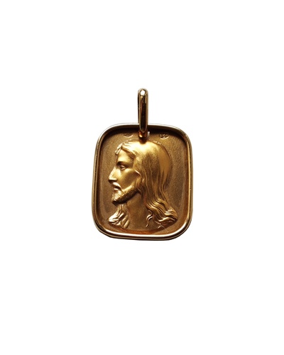 Médaille carrée Christ or jaune 750 Augis 17 mm