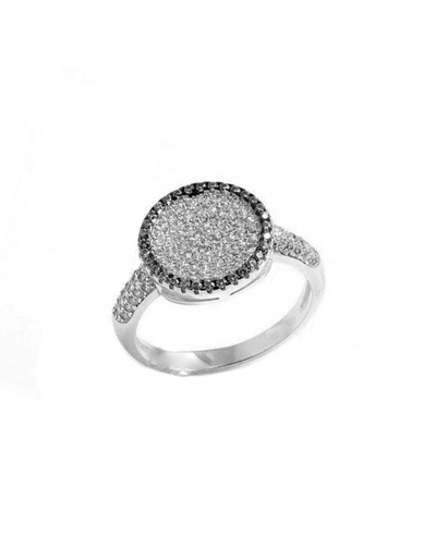 Bague pavé rond zirconiums noirs argent massif 925