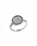 Bague pavé rond zirconiums noirs argent 925