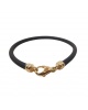 Bracelet homme mousqueton or jaune 750 caoutchouc