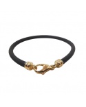 Pulsera hombre mosquetón oro amarillo 750 caucho