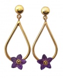 Boucles d'oreilles améthyste fleurs or jaune 750