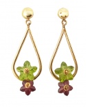 Pendientes peridotos y granates flor oro amarillo 750