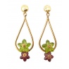 Pendientes peridotos y granates flor oro amarillo 750