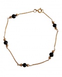 750 Yellow Gold Bracelet Gourmette Balls Onyx