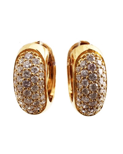 Boucles d'oreilles pavé diamants or jaune 750