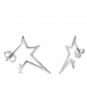 925 Silver Rhodium Plated Flat Star Earrings