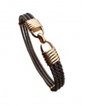 Pulsera hombre gallones 3 cables acero y oro 750