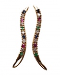 750 yellow gold Upwards Earrings with diamonds and precious stones