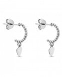 Boucles d'oreilles demi-anneaux boules coeur argent 925 rhodié