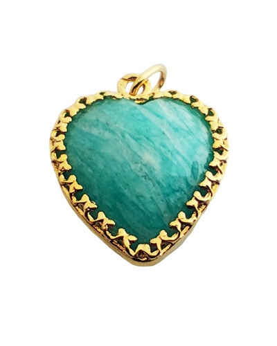 Colgante corazón abombado amazonita oro amarillo18k