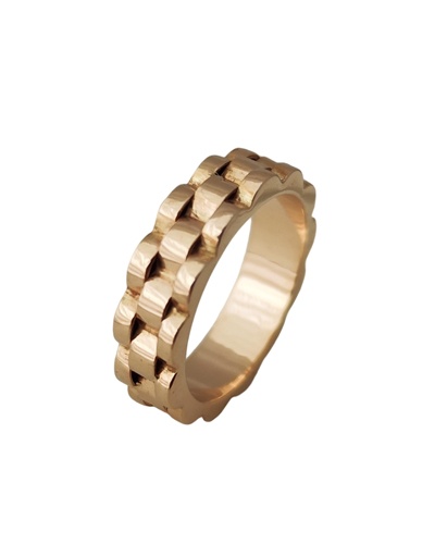 Anillo para hombre forma cadena en oro amarillo 18k