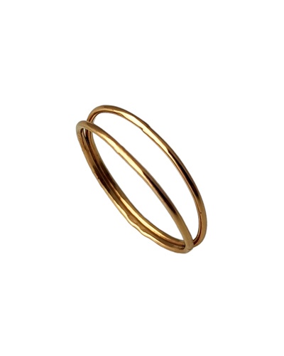 Anillo mujer forma doble aro abierto oro amarillo 18k joya minimalista