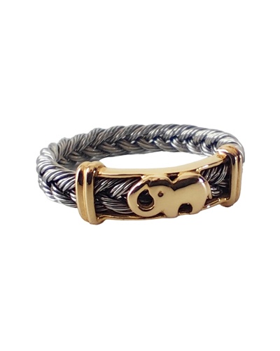Anillo elefante acero y oro 18k 750