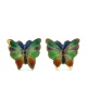 Boucles d'oreilles Papillons émaux multicolores or jaune 750