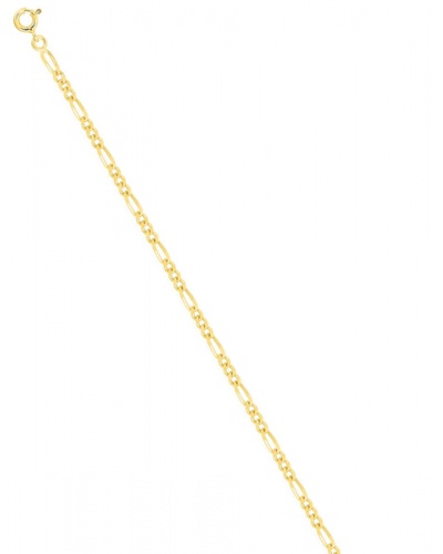 Bracelet figaro 1+3 alterné 2.1 mm or jaune 750