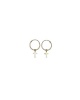 Hoops with cross 12 mm diameter in 750 yellow gold