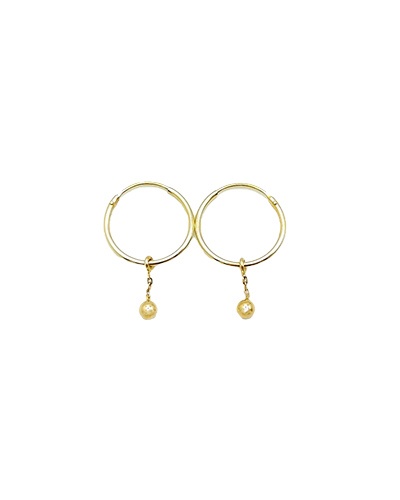 Hoops with chain and ball design diameter 14 mm in 18k yellow gold