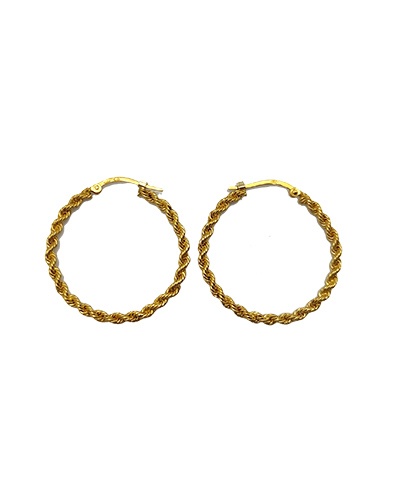 Aros cordón macizo 30 mm oro amarillo 18 quilates