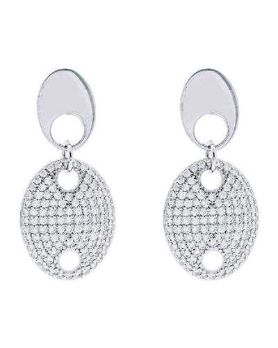 Boucles d'oreilles grain de café zircons argent 925