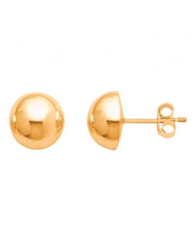 15 mm half-ball earrings in 18 k yellow gold