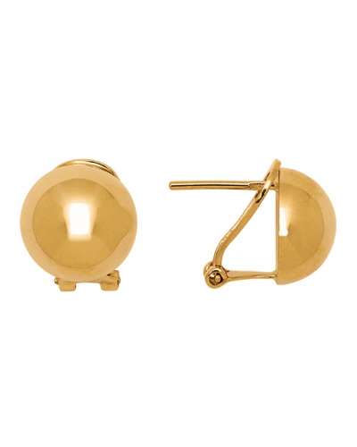 17 mm half-ball earrings in 18 k yellow gold