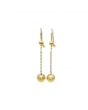 Pendientes largos bola 6 mm oro amarillo 18 k