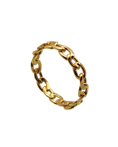 Gourmet chain link ring 3.5 mm wide 18 k yellow gold