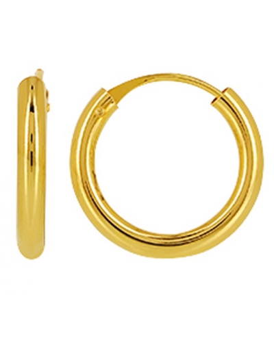 Wide hoop earrings 25 mm diameter 4 mm round wire in 18k yellow gold