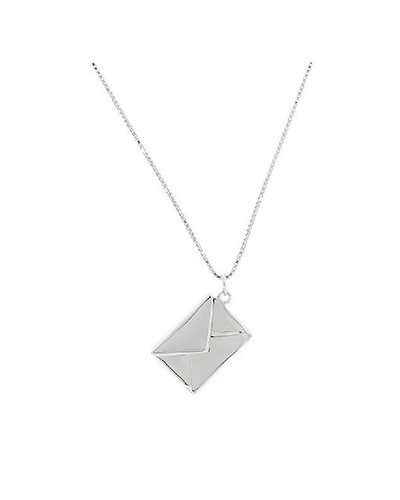 Pendant in the shape of an envelope with a letter inside Love You