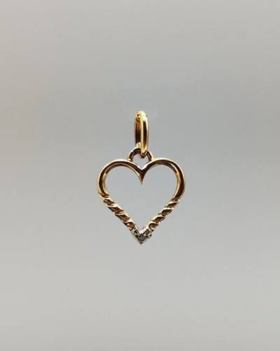 Colgante Corazón trenzado diamante en oro amarillo 18k – Joyas Vintage